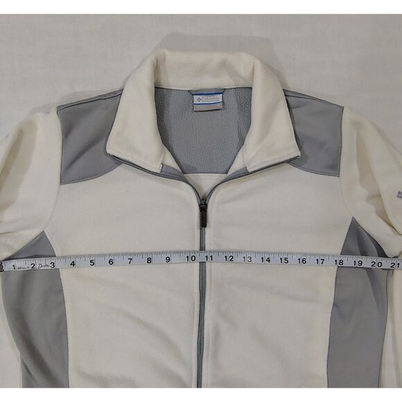 Columbia Sportswear Full Zip Fleece Jacket Womens Size Medium White Gray Pockets - Picture 10 of 16